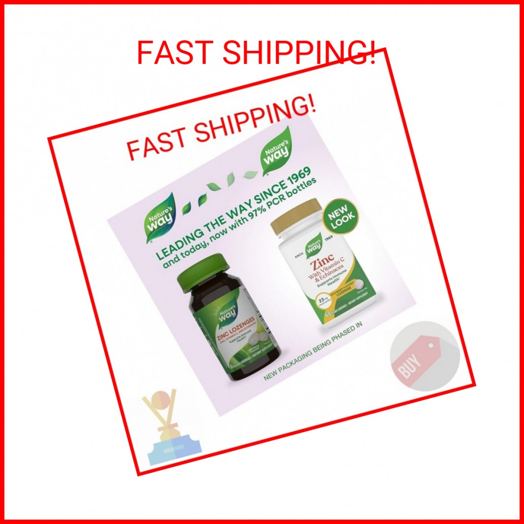 Nature’s Way Zinc Lozenges with Vitamin C & Echinacea, Wild Berry, 60 Lozenges