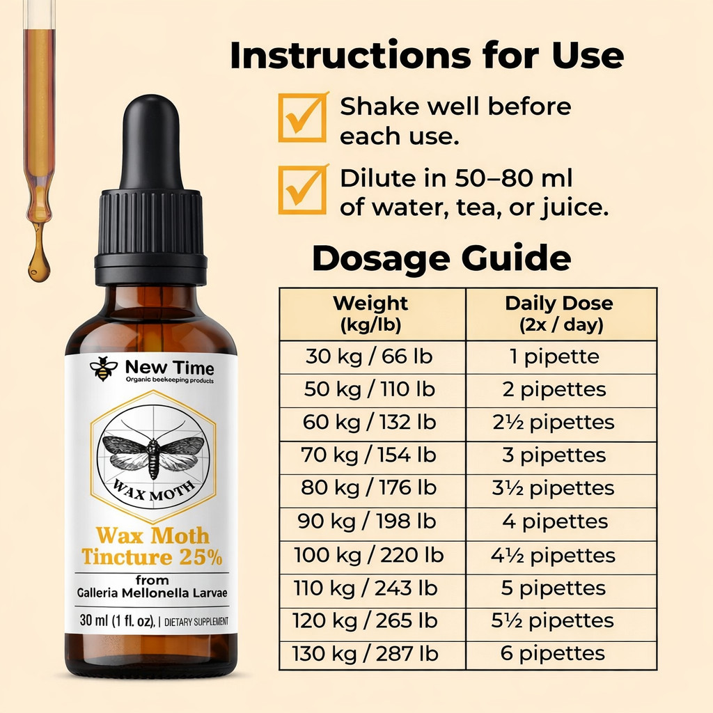 Wax Moth Larvae Tincture 1 oz (30ml) Extract 25% Воскова моль – Огневка