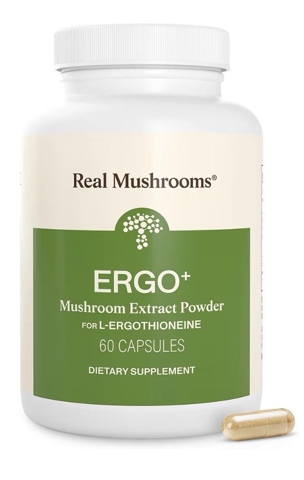 Real Mushrooms Ergo+ L-Ergothioneine Supplement Golden Oyster Mushroom 60Capsule