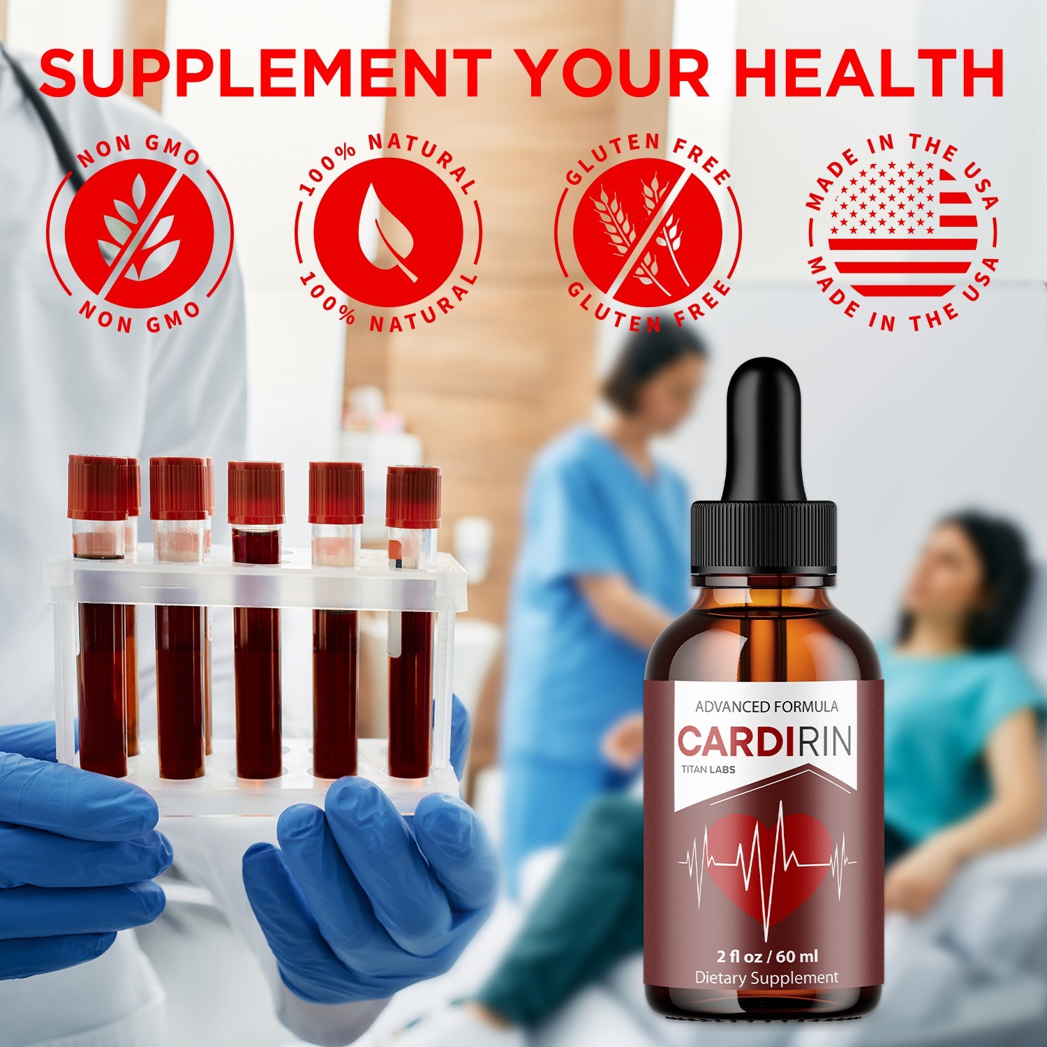 (1 Pack) Cardirin Blood Support Drops Cardi Rin Vitamin Supplement 30 Servings