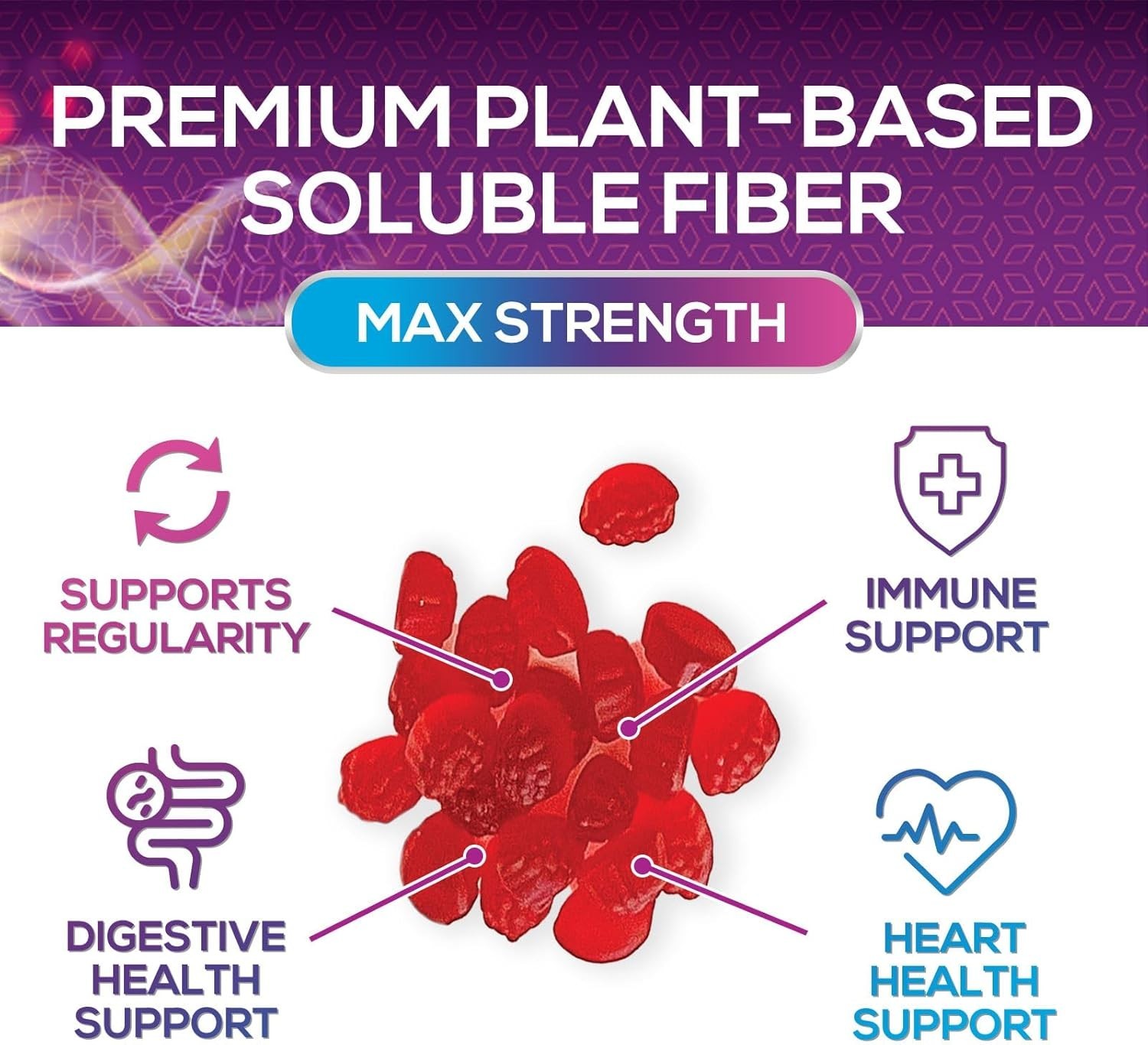 Fiber Gummies for Adults, Daily 4g Gummy Fiber Supplement, Prebiotic Gummy Chews