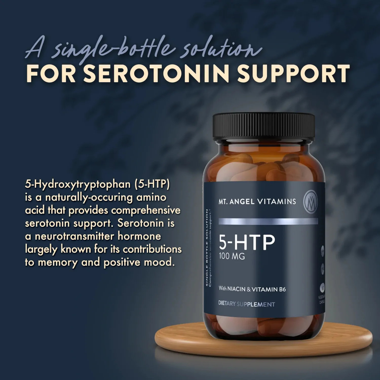 Mt. Angel Vitamins 5-HTP 100mg,Mood,Relaxation&Sleep Support,60VegCaps