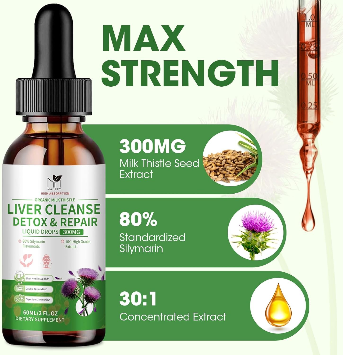  Milk Thistle Seed Tincture Organic Liquid Herbal Drops 2 OZ Natural Liver Deto