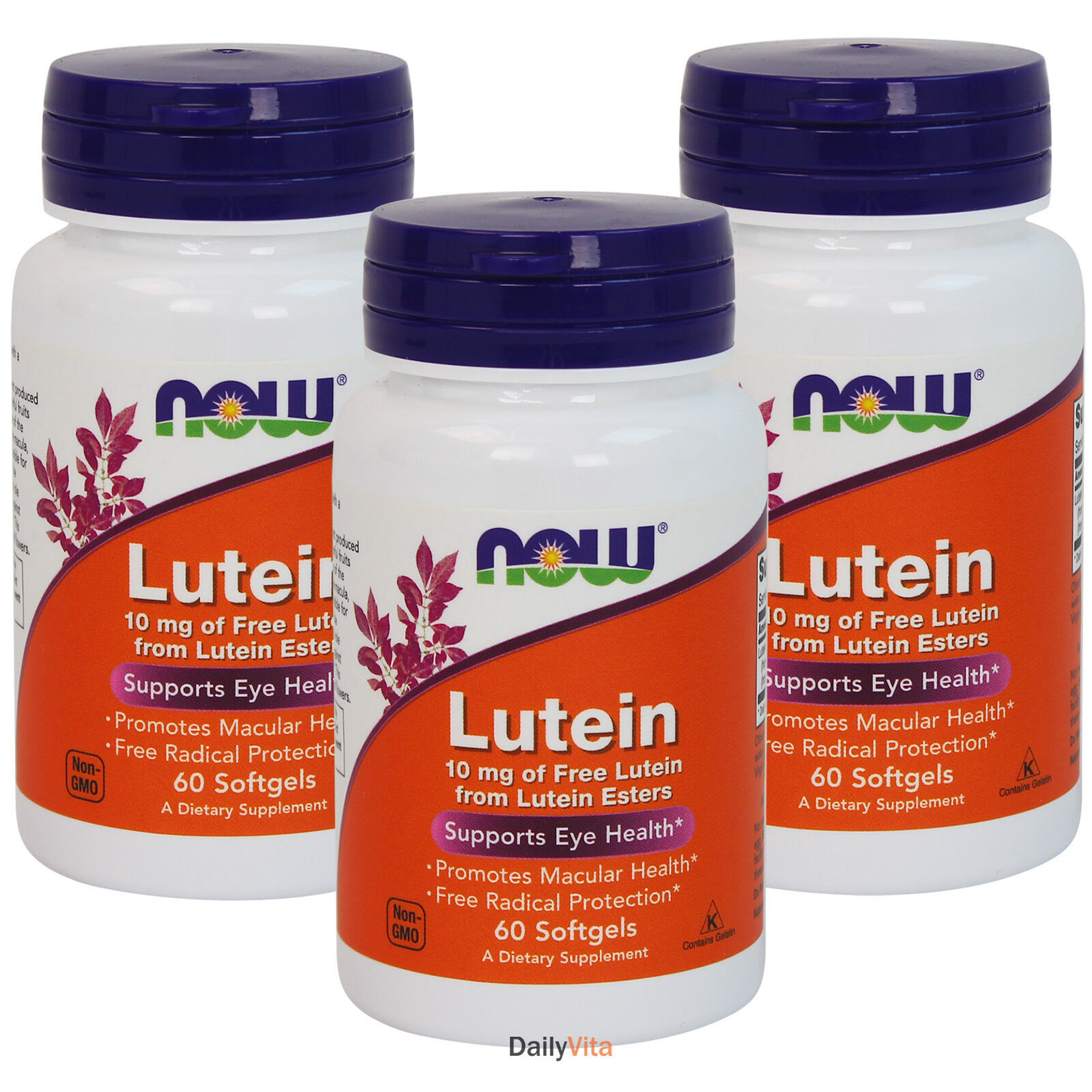 3 x NOW Lutein from Xangold 60 Softgels Eye Health Support