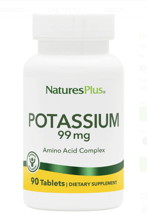 NaturesPlus POTASSIUM 99 mg 90 Tablets for Electrolyte Balance/Overall Wellness
