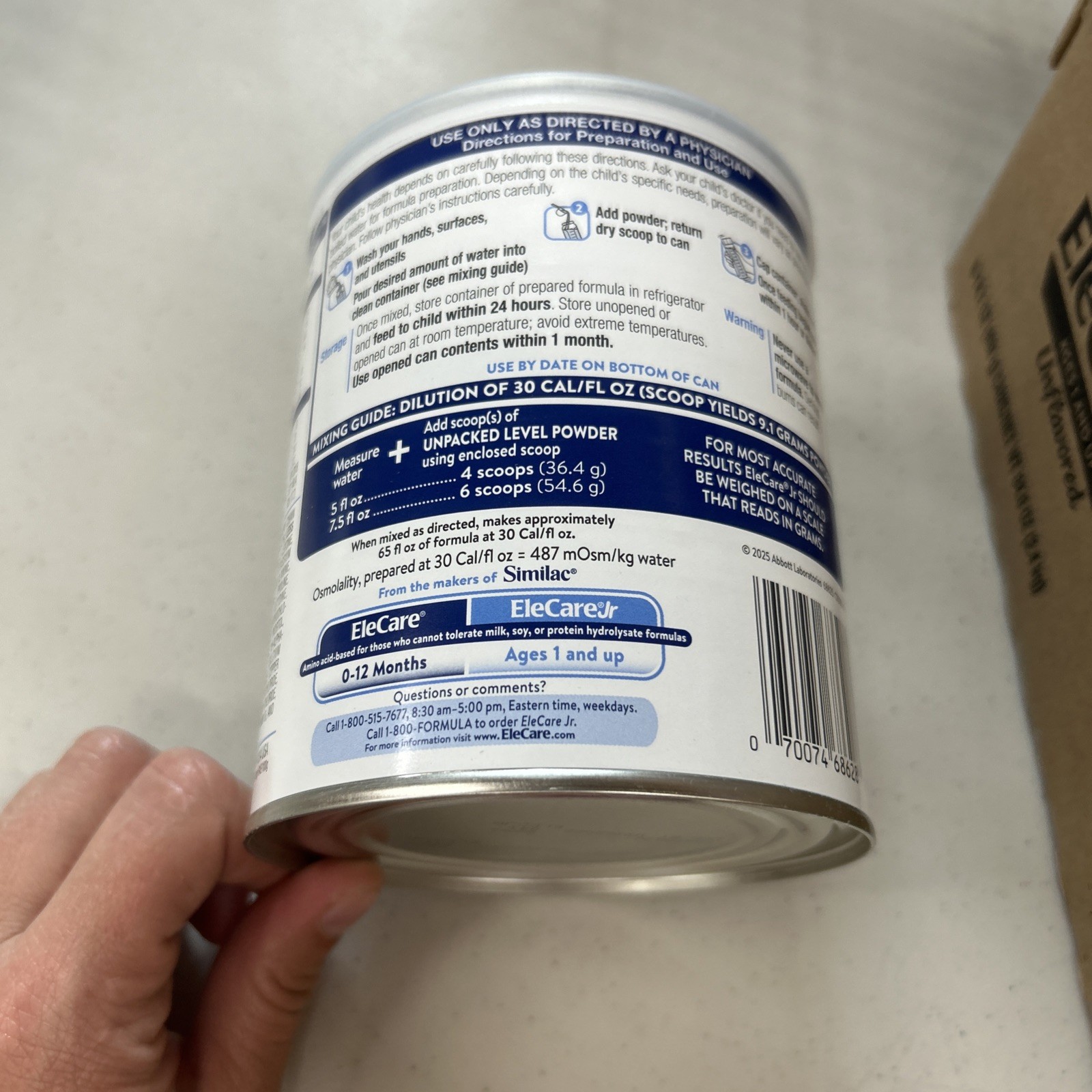EleCare Jr Unflavored DHA & Lutein Amino Acid-Based Nutrition Powder Exp 8/2026
