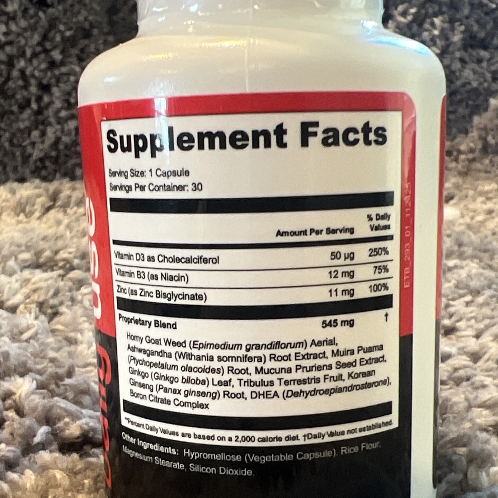 BR Growth Testo Dark Premium Line Men’s Health Supplement 30 Veg Caps Exp 8/2028