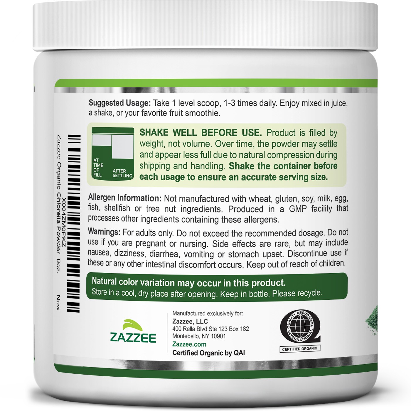 USDA Organic Chlorella Powder, Broken Cell Wall, 6 oz, 85 Servings, Free Scoop