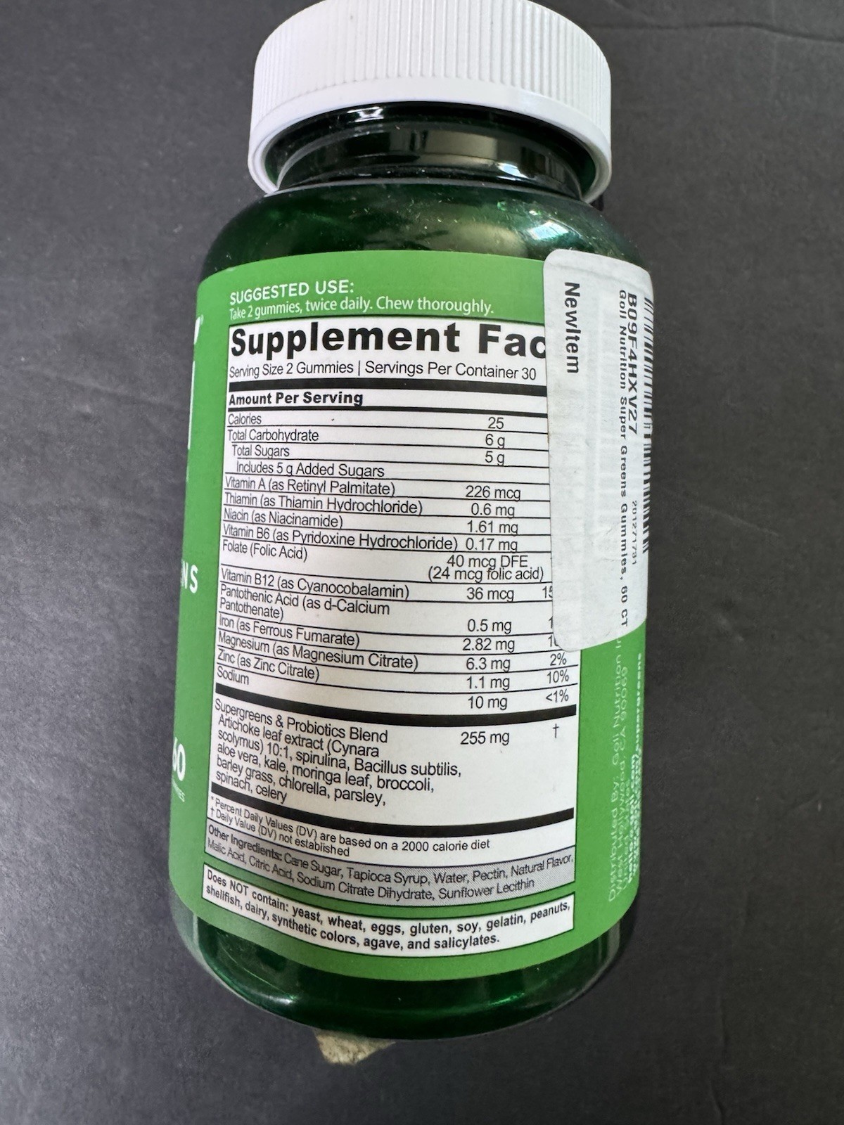 Goli Nutrition Supergreens Gummies Mixed Berry Vegan Gluten-Free Non-GMO 60 Ct