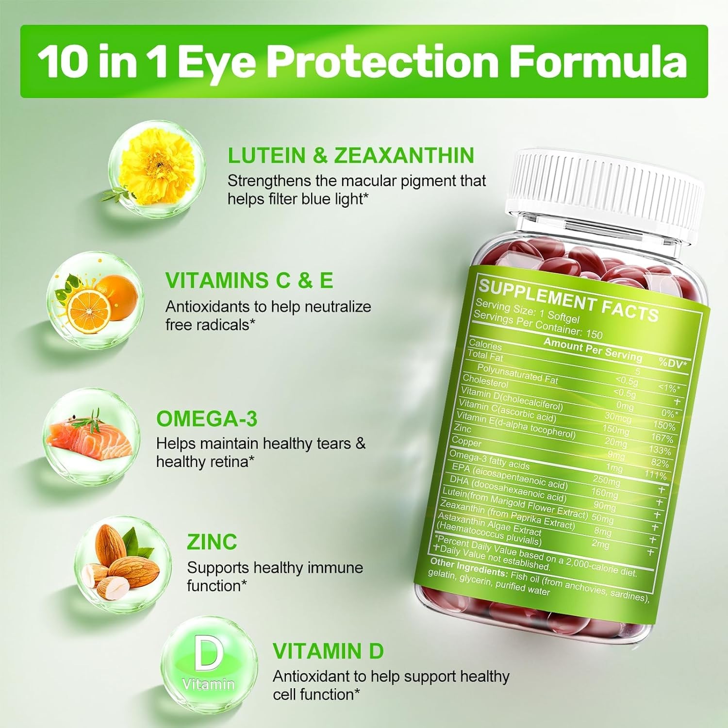 Lutein and Zeaxanthin Supplements, Eye Vitamin & Mineral Supplement, Multivitami