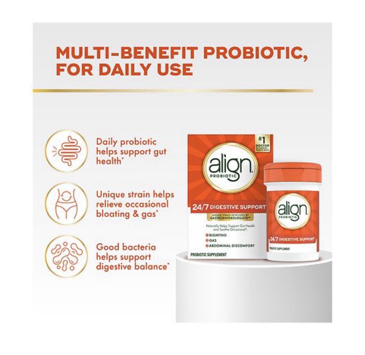 Align Probiotic Digestive Support 49 Capsules Gluten Free Vegetarian Adult