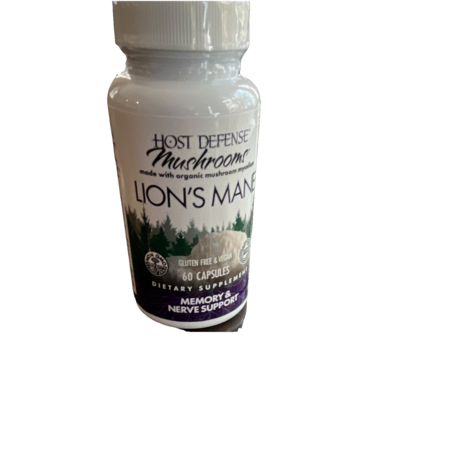 Host Defense Lion’s Mane Mushroom 60 Capsules Memory & Nerve Support Gluten Free