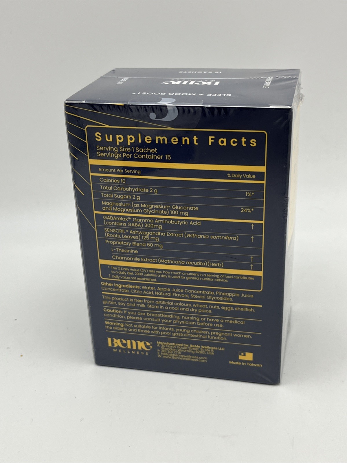 BeMe Wellness Be Zen Mood Boost Pineapple 15 Liquid Sachets Drinkable Supplement