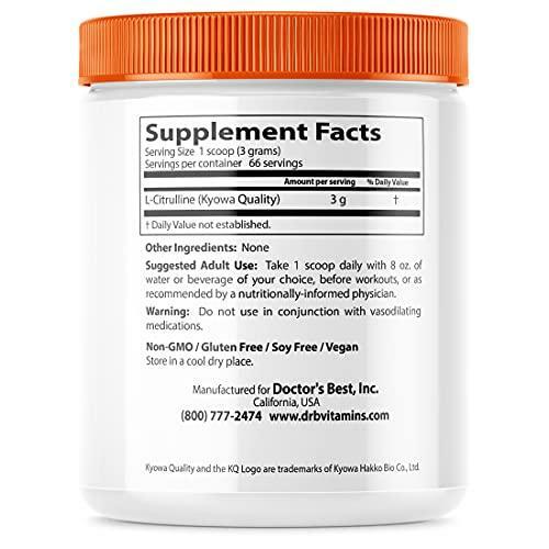 Doctor’s Best L-Citrulline, Non-GMO, Vegan, Gluten Free, Soy Free, 200g