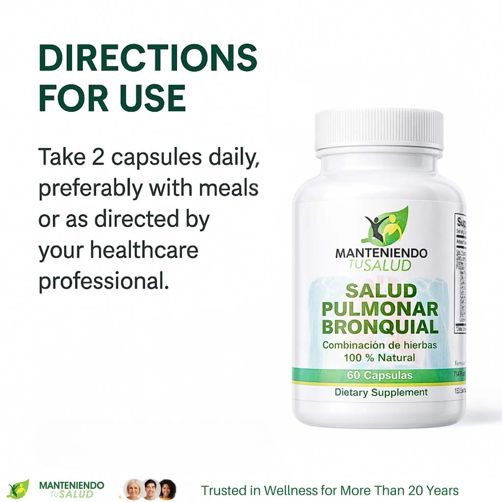 Manteniendo Tu Salud Salud Pulmonar Bronquial, Mullein, 60 Capsules