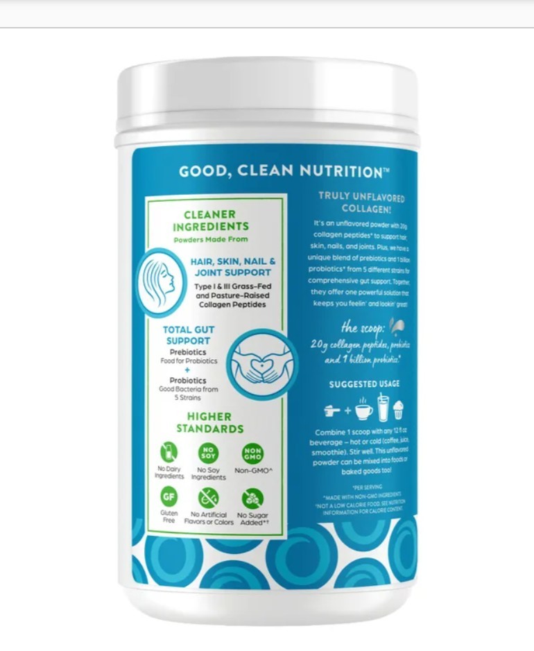 Orgain Collagen Peptides Probiotics Unflavored Powder 25.6 oz 2Bundle