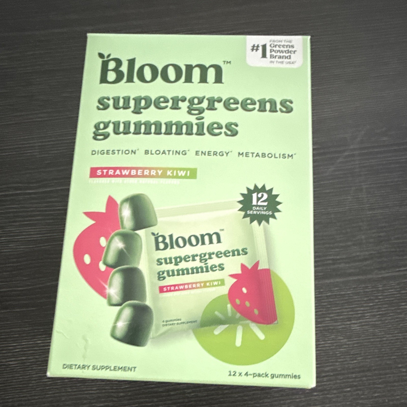 Bloom Supergreens Gummies Strawberry Kiwi Gluten-Free 48ct Exp 01/27