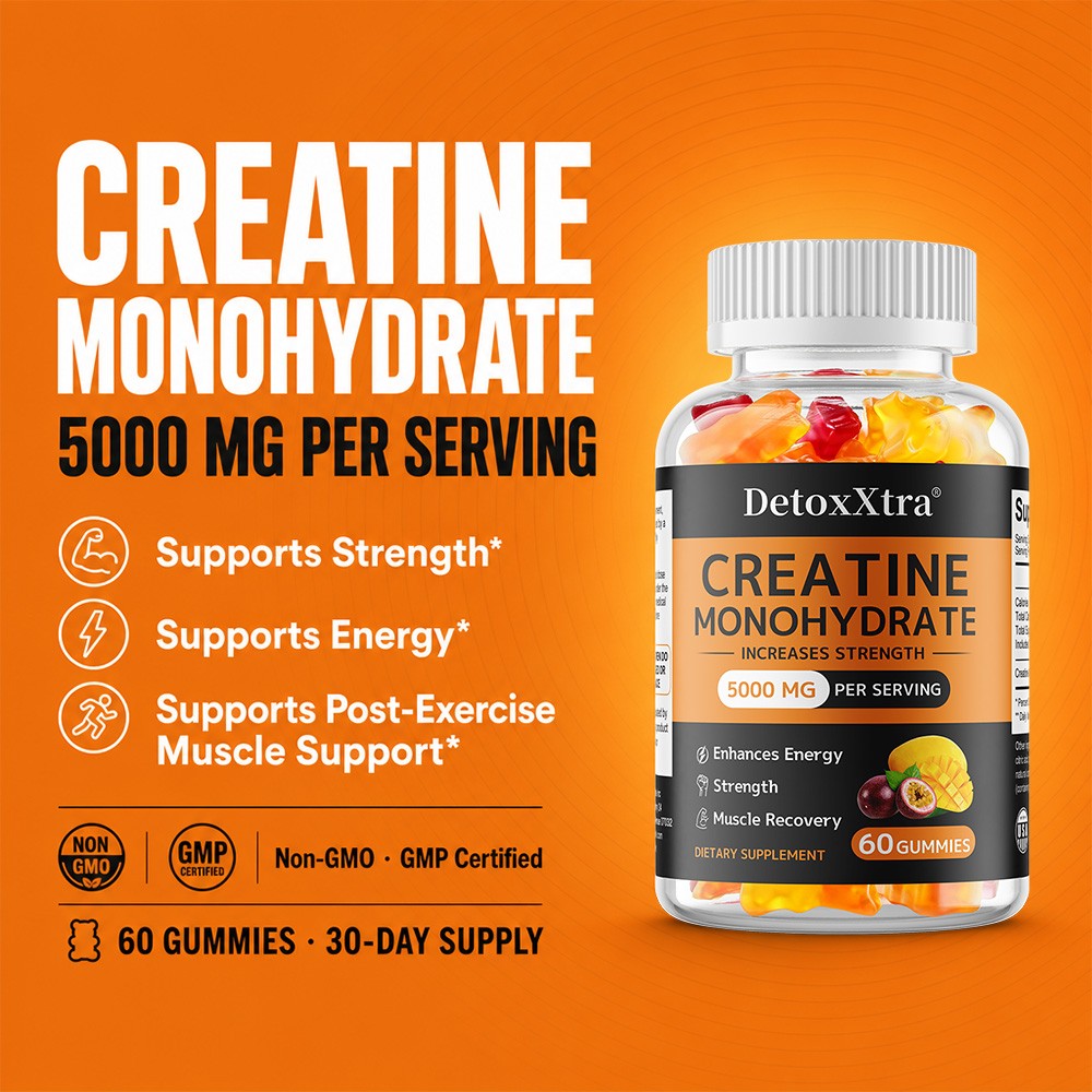 5000mg Creatine Monohydrate Gummie,Zero Sugar,Strength Energy & Muscle Recovery