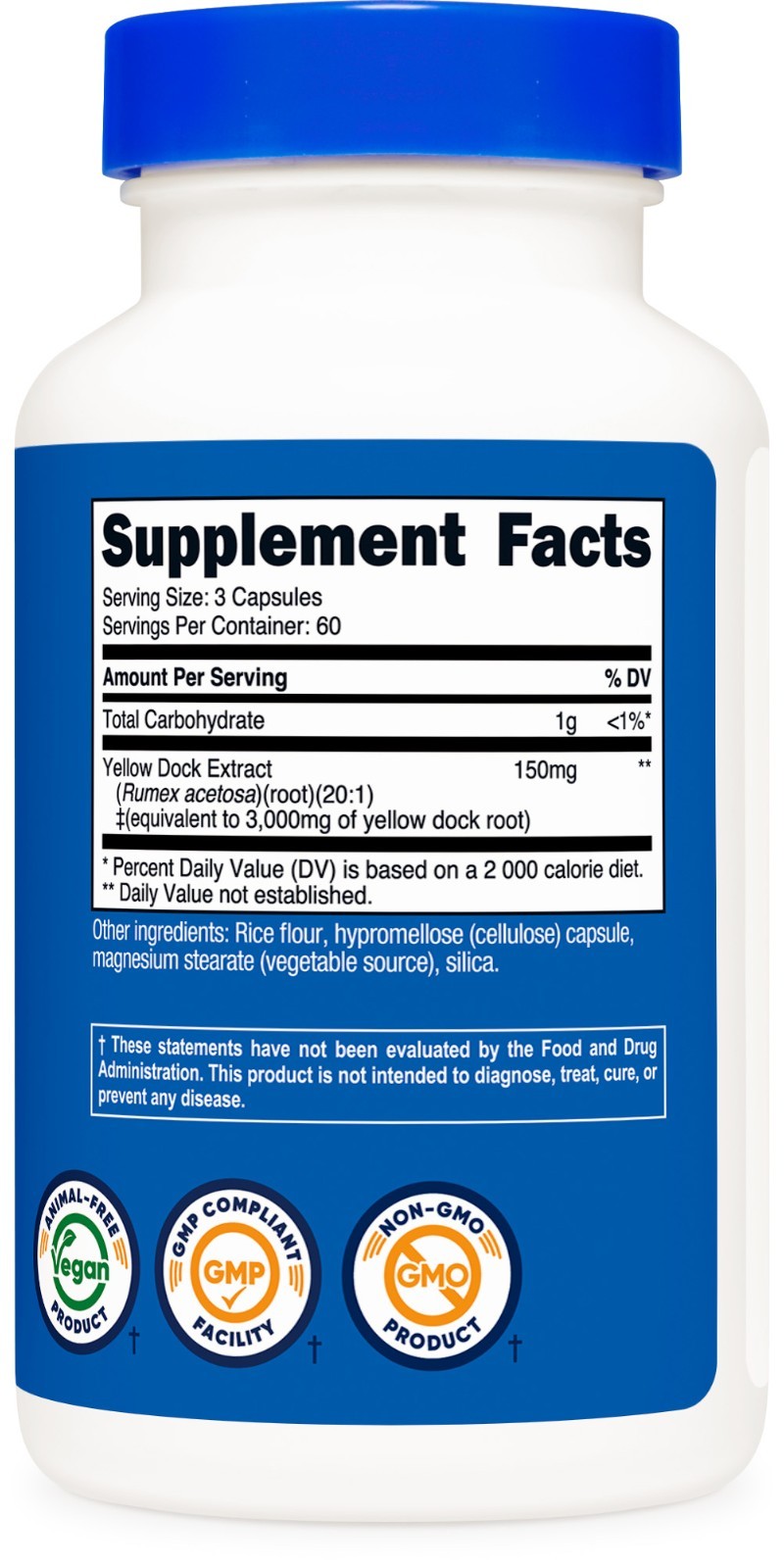 Nutricost Yellow Dock Extract (3,000mg Equivalent) 180 Capsules – 60 Servings