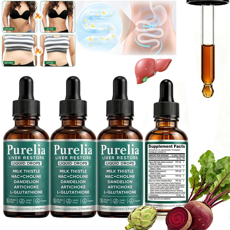 Purelia Liver Restore, Complete Liver Support Supplement with Milk Thistle, Dand