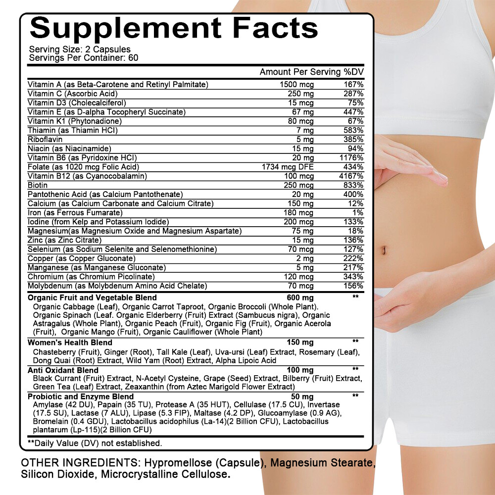 Womens Multivitamin & Multi-Mineral Increase Energy Metabolism and Vibrance