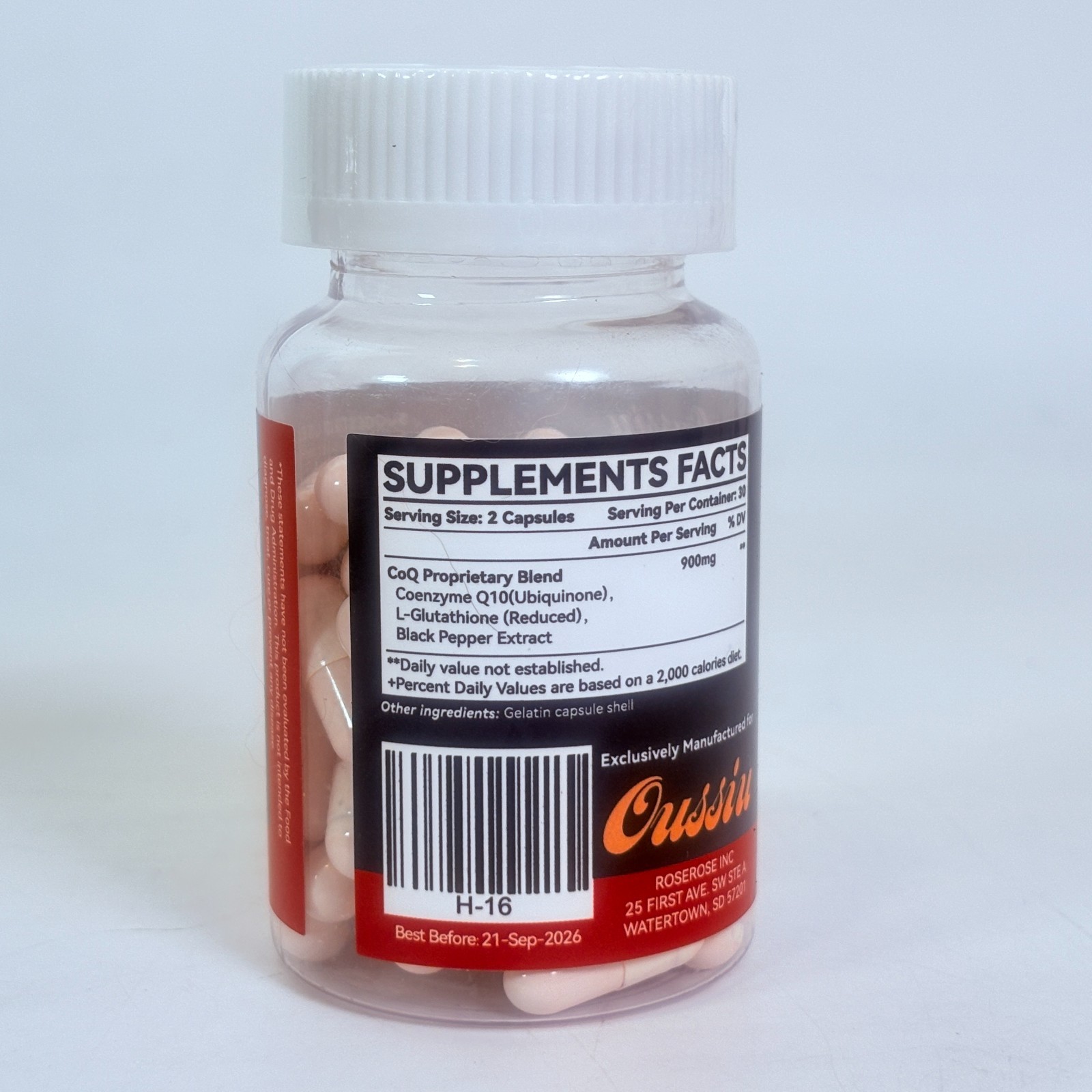 CoQ10 60 count Capsules Ubiquinone L-Glutathione Black Pepper Extract 60ct Blend