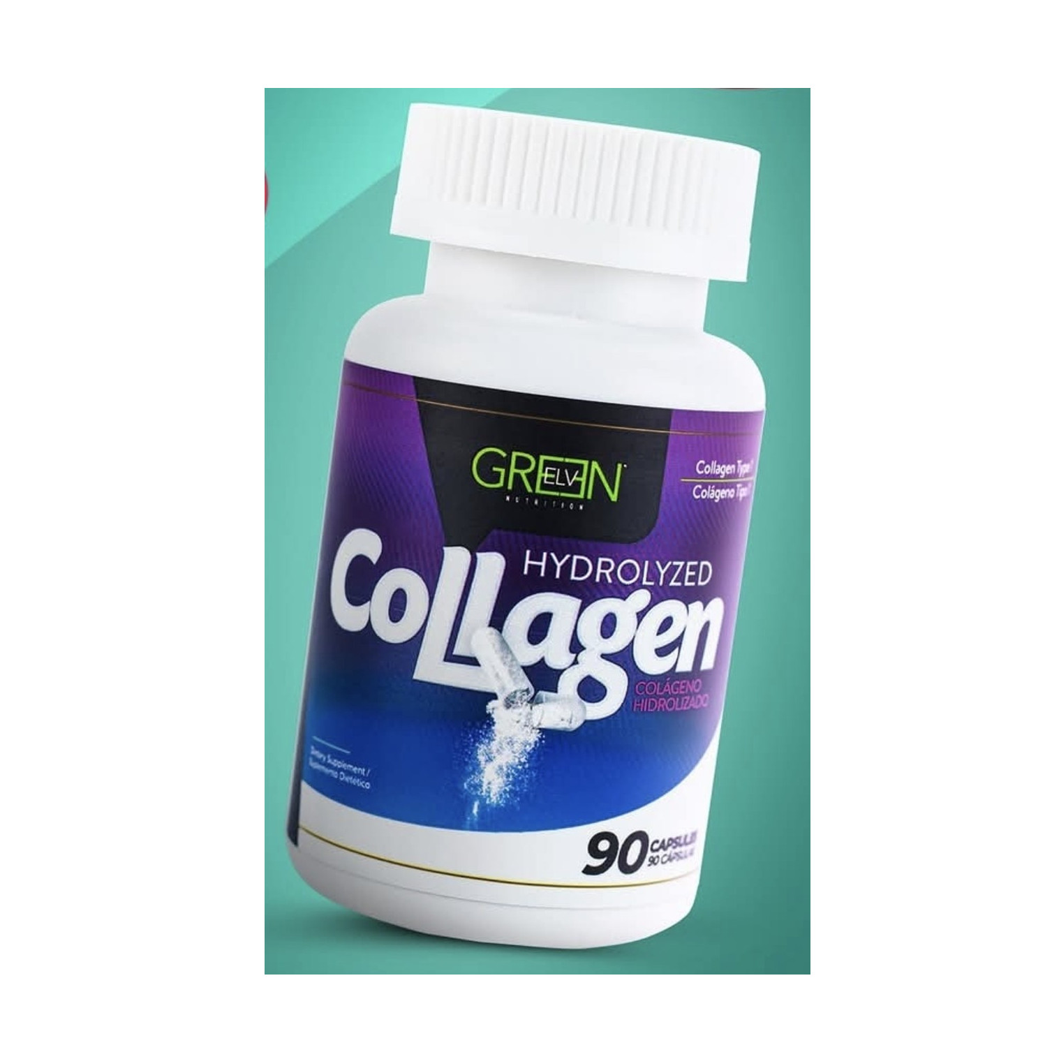 Green Elvn Nutrition Hydrolyzed Collagen Capsules 90 Count Beauty Supplement