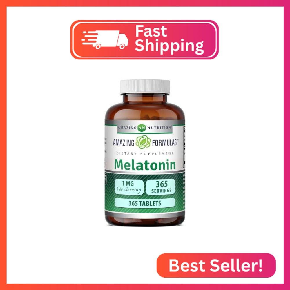 Amazing Formulas Melatonin Supplement | 1 Mg Per Serving | 365 Tablets | 1 Year
