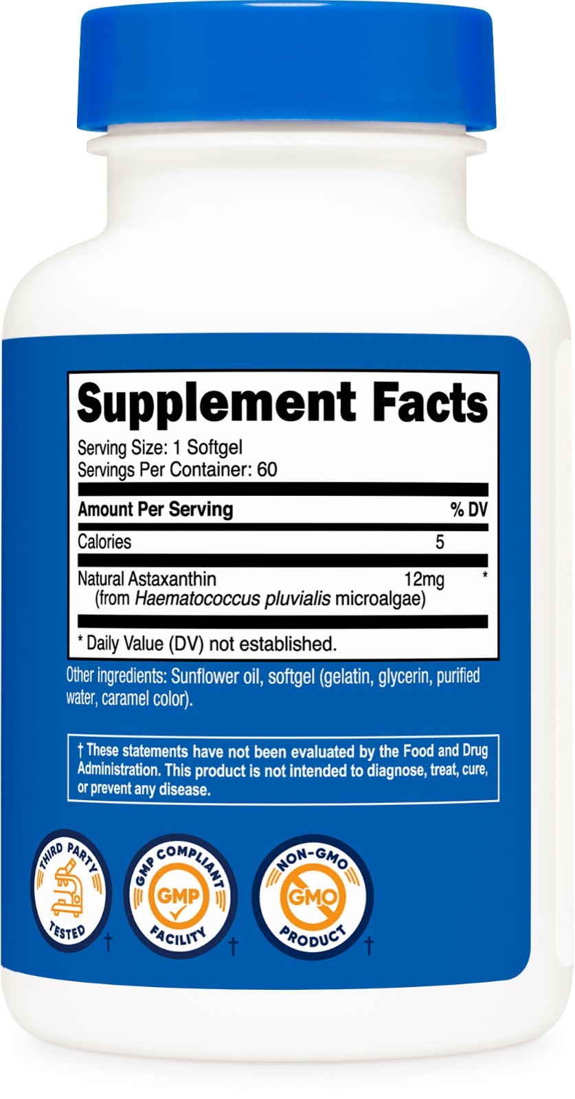Nutricost Astaxanthin 12mg, 60 Softgel Capsules – Gluten Free and Non-GMO