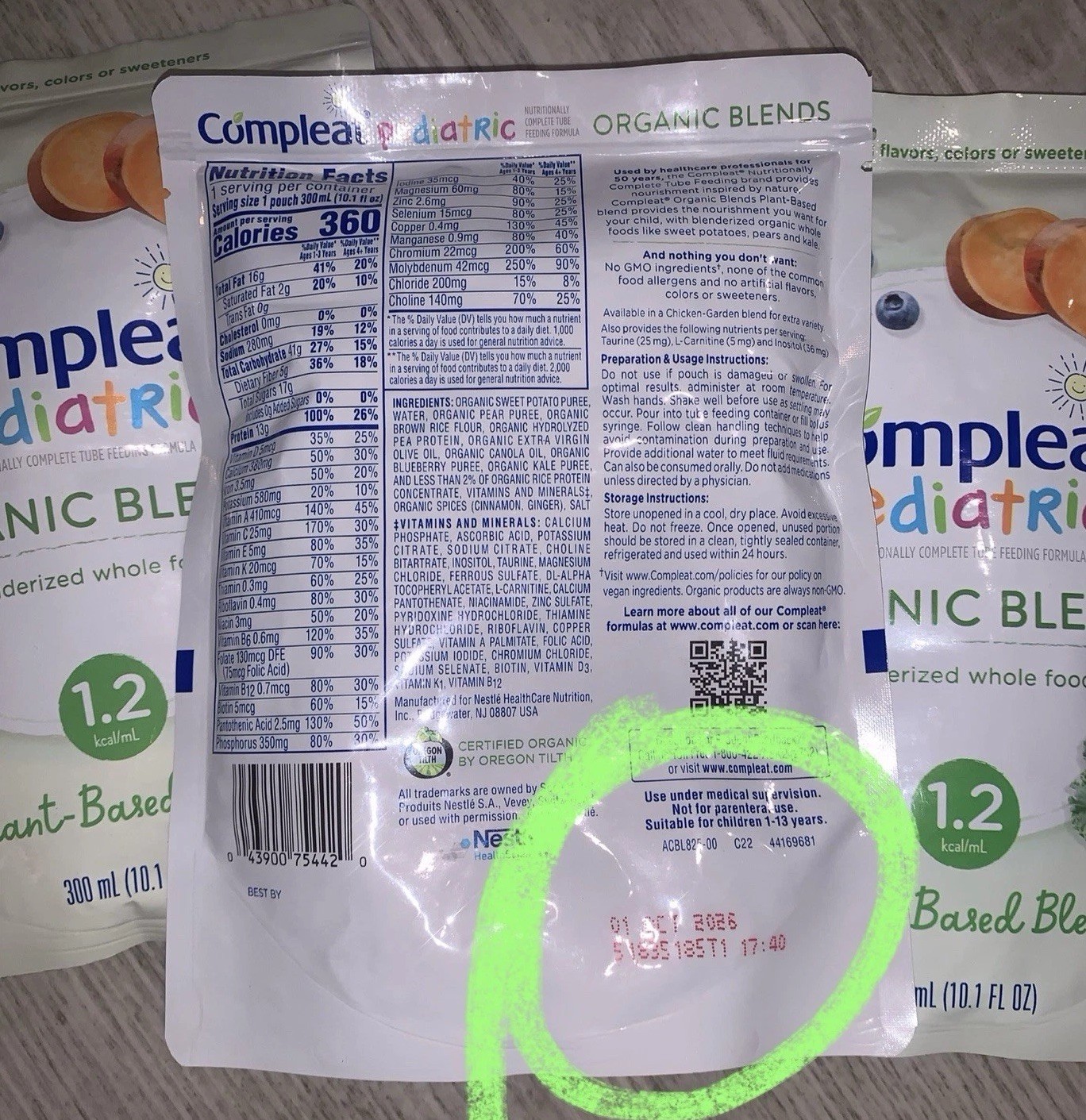 Compleat Pediatric Organic Blends Plant Base Blenderized Tube Feed – 1 Box of 33