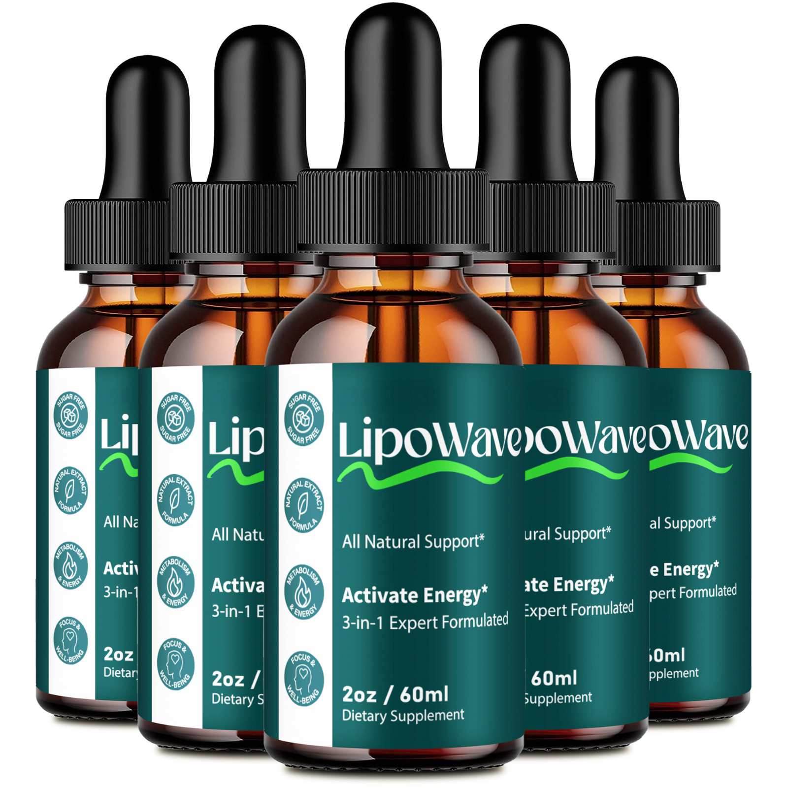 Lipowave Drops, Official LipoWave Drops with All Natural Ingredients (5 Pack)