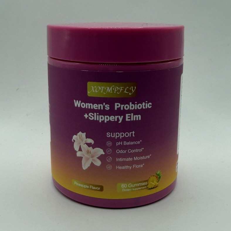 XOTMPFLY Women’s Probiotic + Slippery Elm Pineapple Gummies, 60 Ct, 400mg