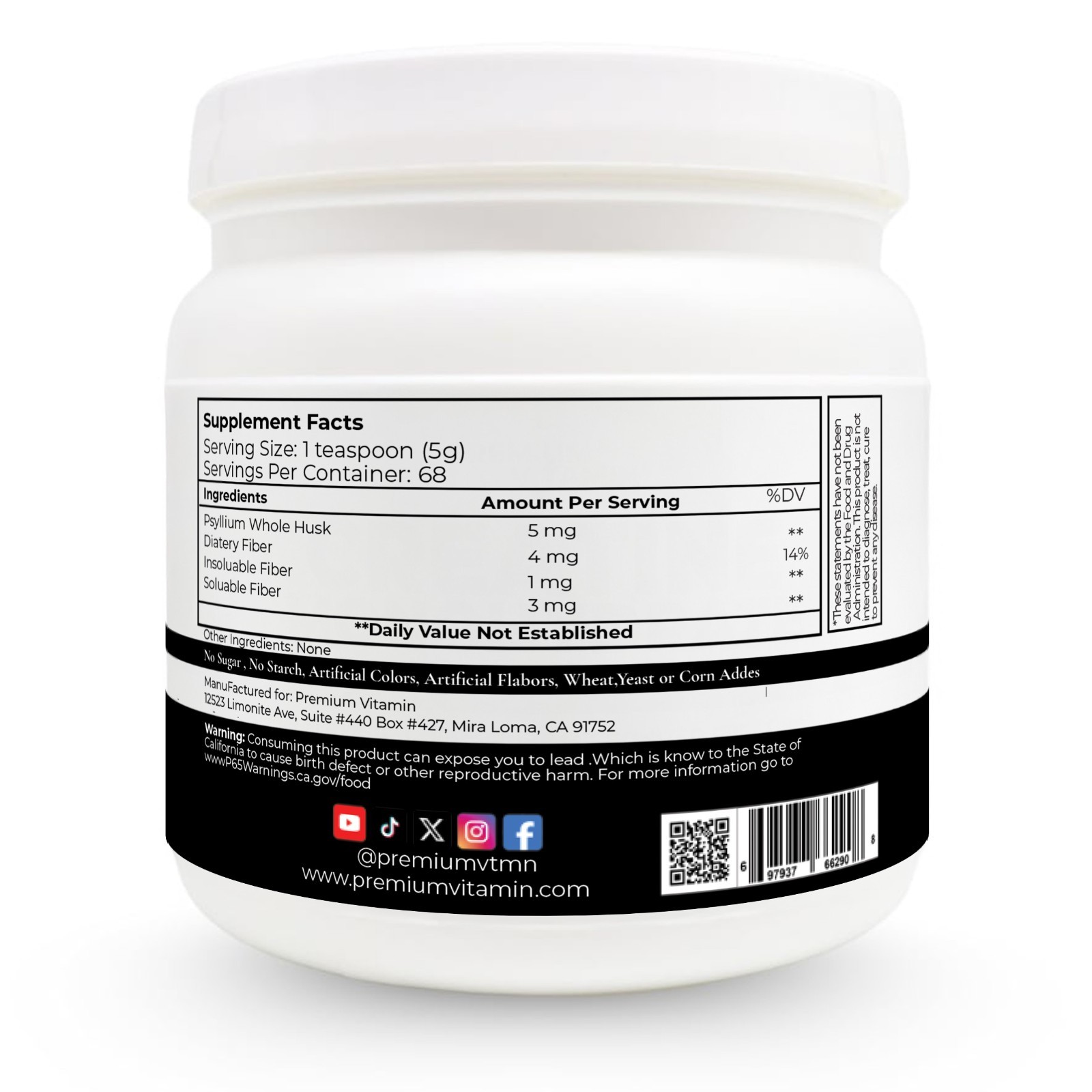 Psyllium Whole Husk 340g – Colon Health – Digestive Health | Fiber