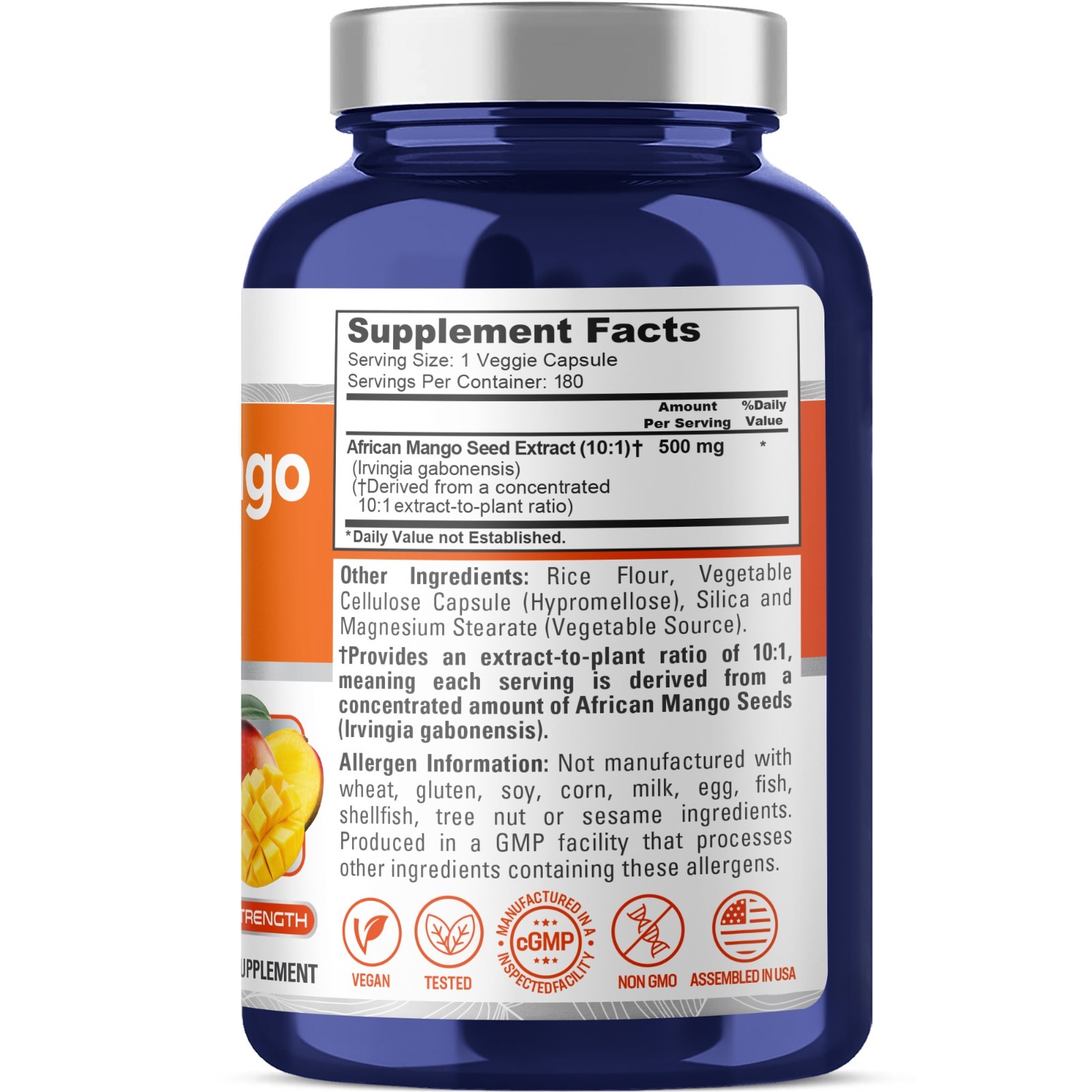 NusaPure African Mango Extract 5,000 mg per Veggie Caps 180 Capsules (Non-GMO)