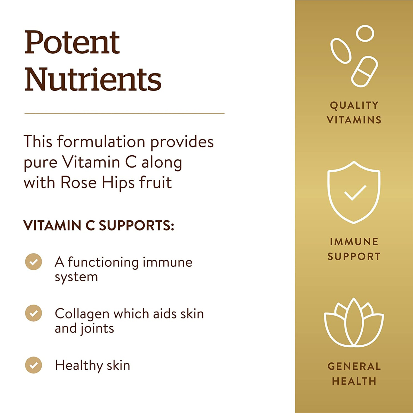 Solgar Vitamin C 1000 mg with Rose Hips 250 Tablets, Immune Support