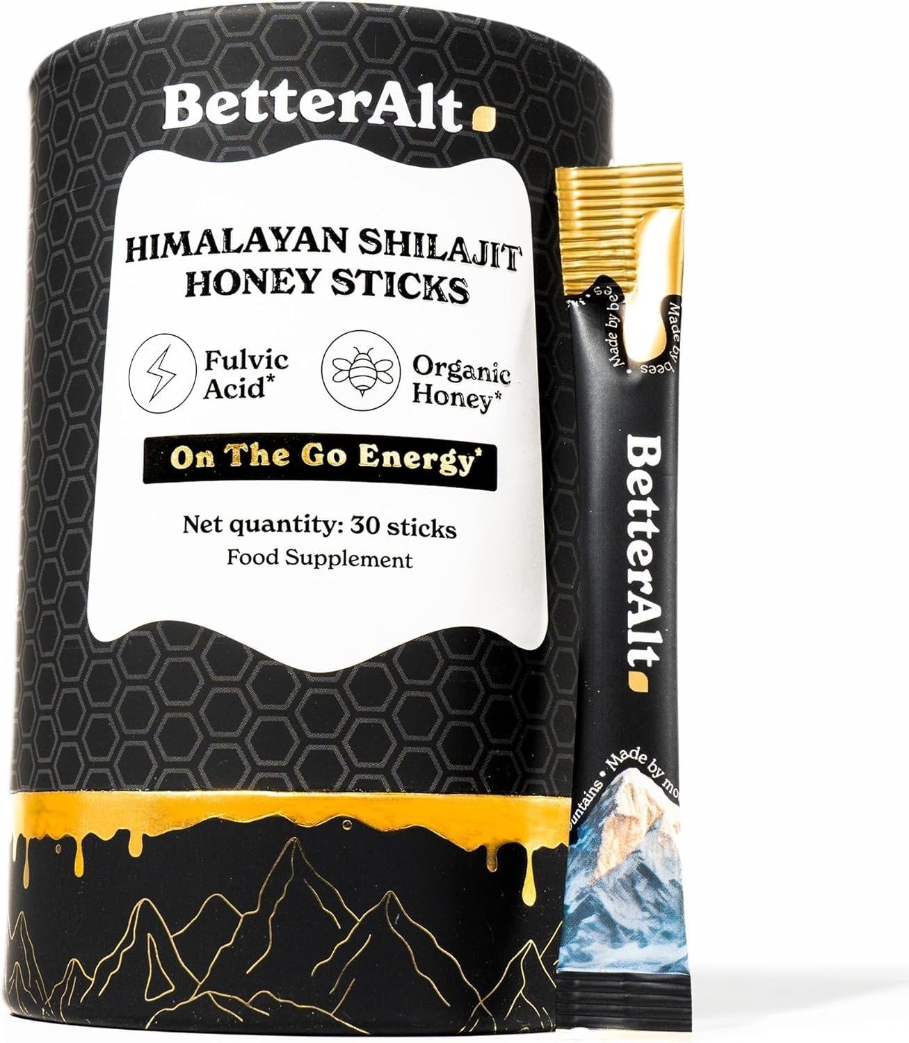 Better Alt Pure Himalayan Shilajit Honey Sticks – Energy & Immune Support