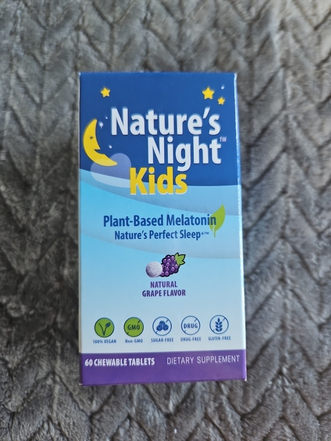 Nature’s Night Kids Plant Based Melatonin Grape Chewable Tablets 60 Ct 02/2027