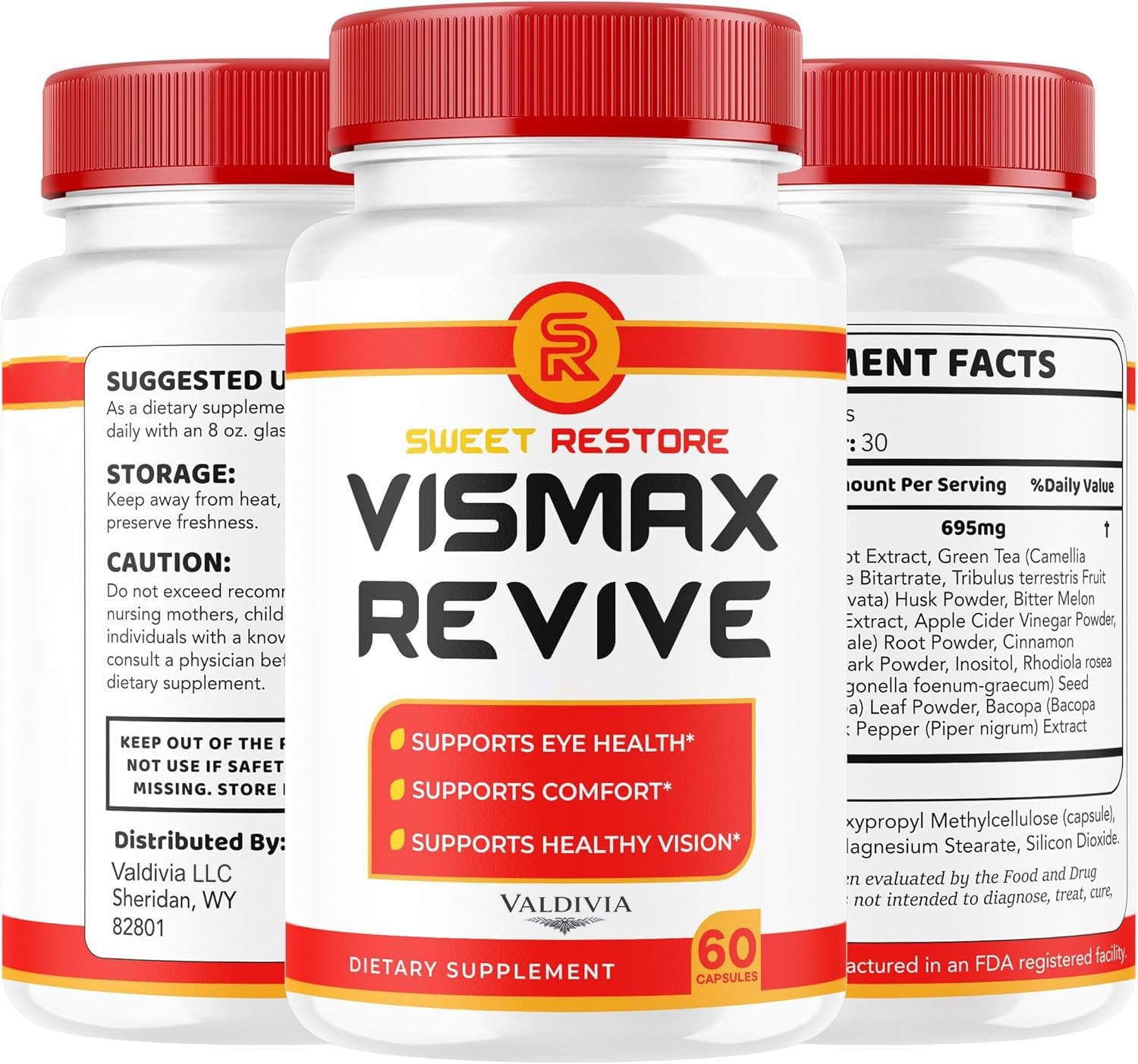 Valdivia Vismax Revive 60 Capsules Vision Support Supplement Eye Health Made