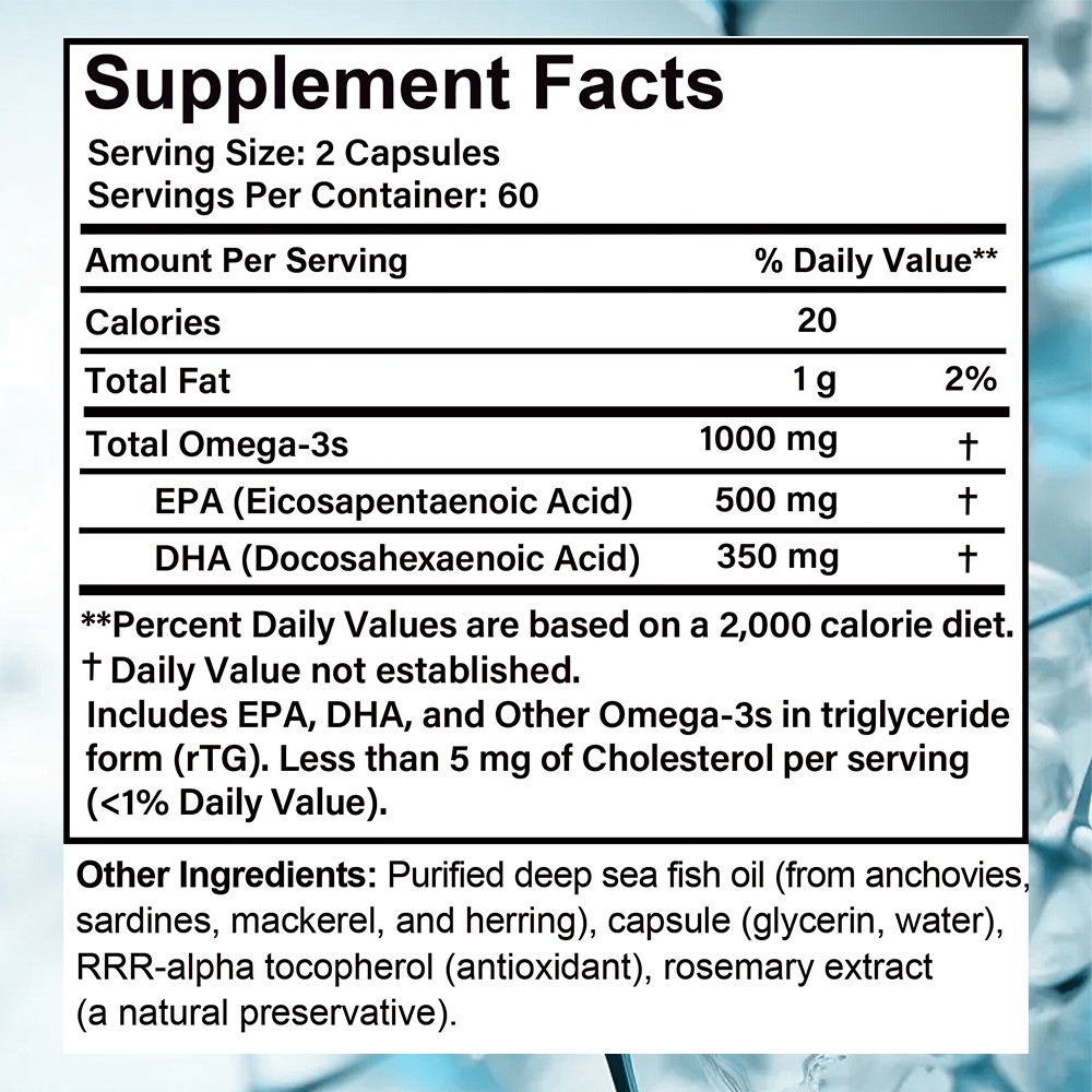Mshuheene Omega 3 Dietary Supplement based on Fish Oil Premium 120 Softgels