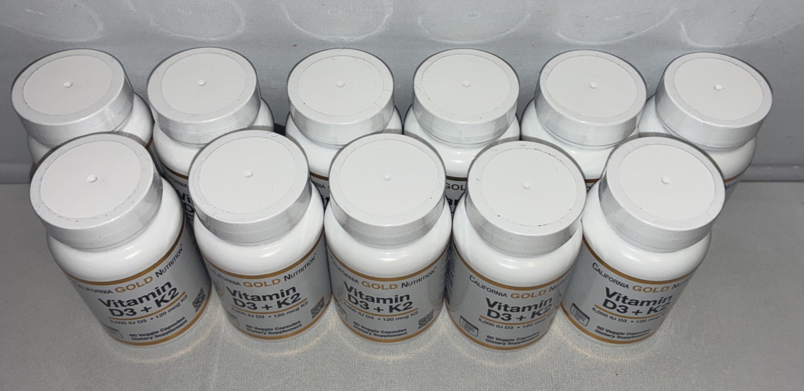 Lot Of 11-California Gold Nutrition Vitamin D3 + K2, 5,000IU, 120mcg K2/ 60 Caps