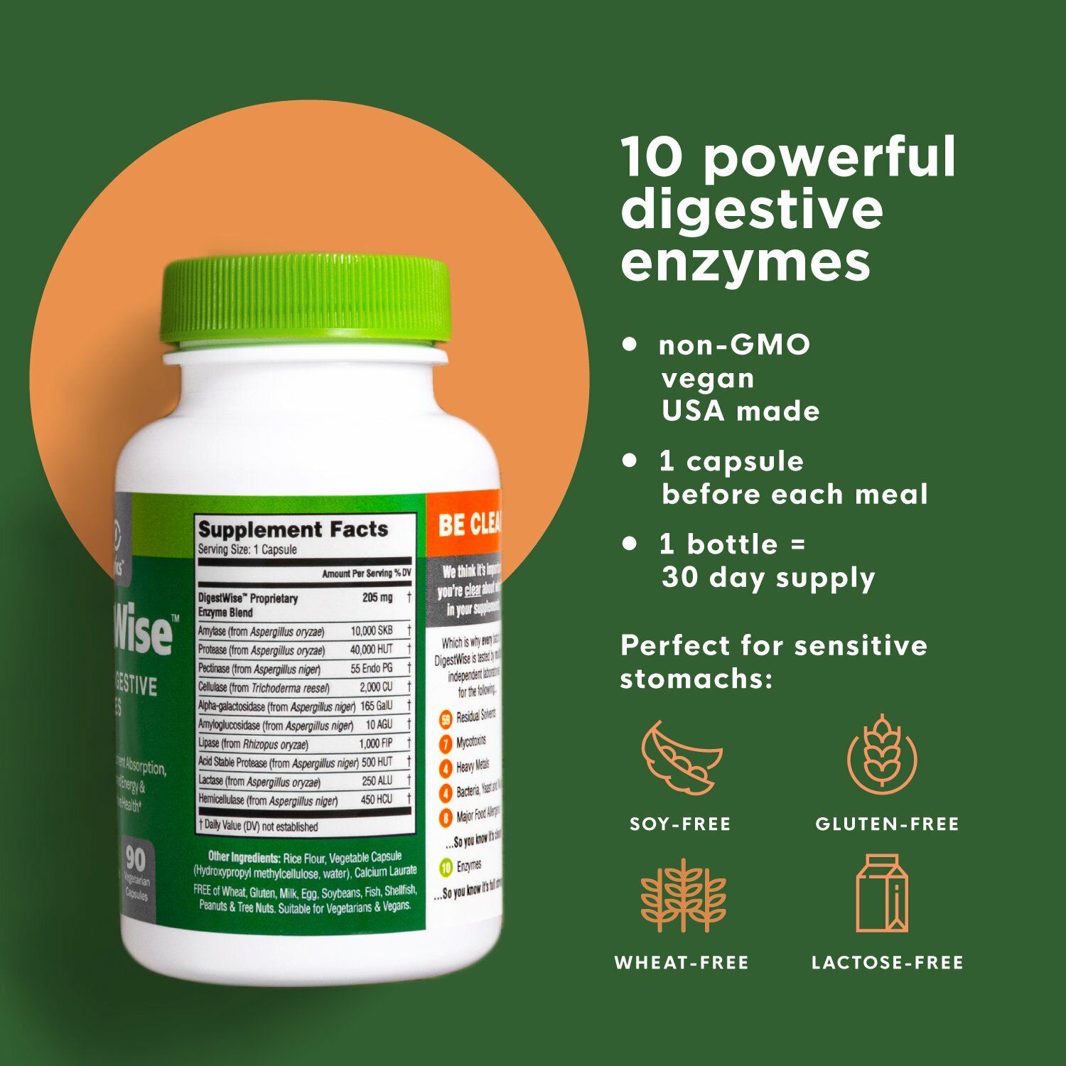 Naturenetics DigestWise – Powerful Digestive Enzymes Proteolytic Vegan – Tested
