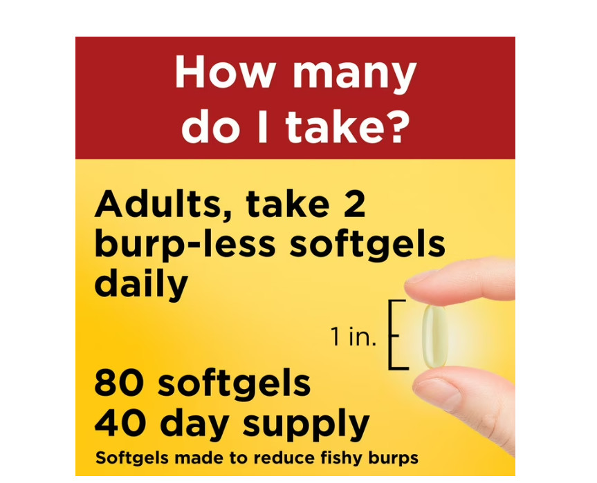 Nature Made Burp-Less Omega-3 from Fish Oil 1400 Mg Minis Softgels, 80 Count