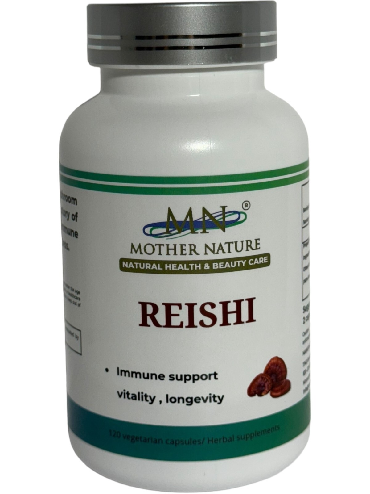 Mother Nature Reishi Mushroom Capsules Wellness Supplement — Vegetarian Capsules