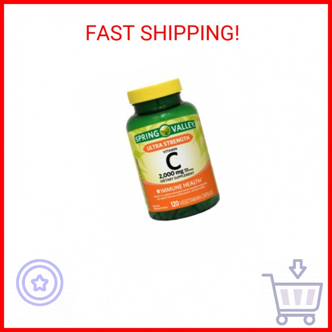 Ultra Strength Vitamin C Capsules Dietary Spring Valley Supplement, 2,000 mg, 12