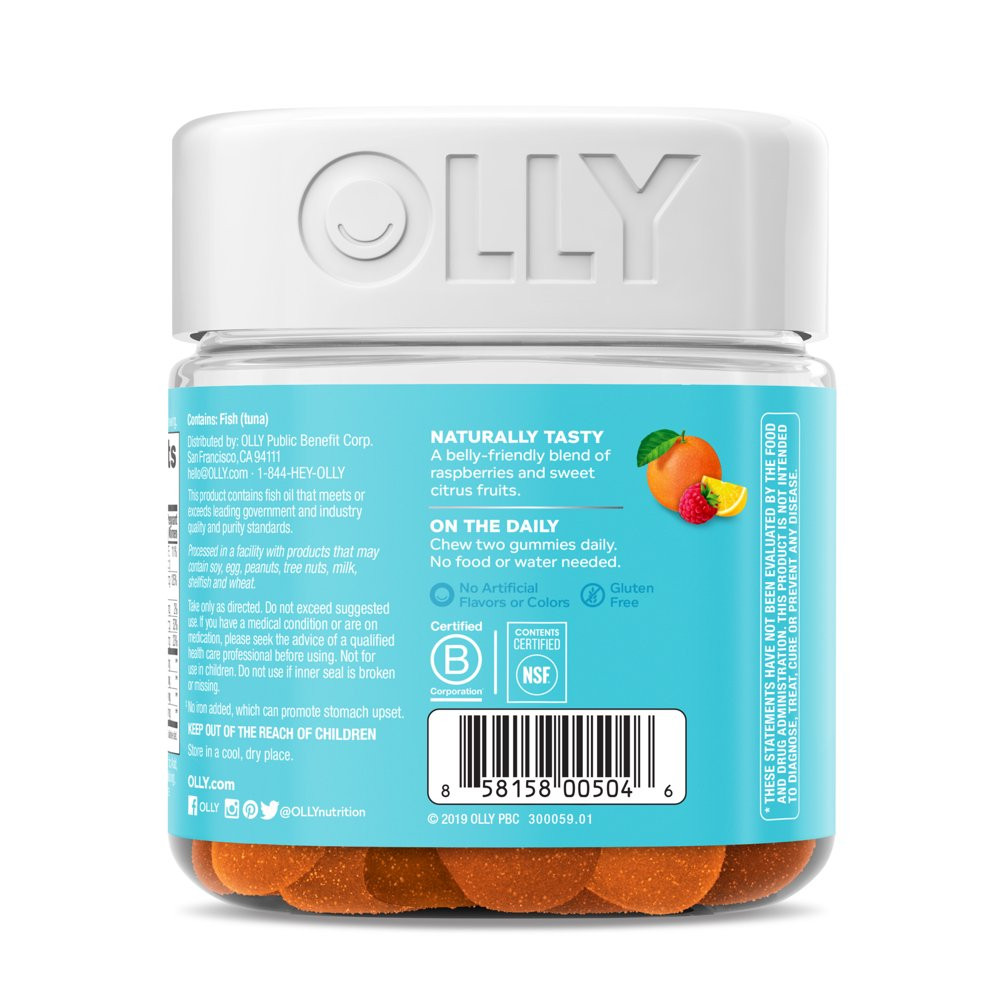 OLLY Prenatal Multivitamin Gummy, for Women, Folic Acid, Vitamin D, Omega 3 DHA,