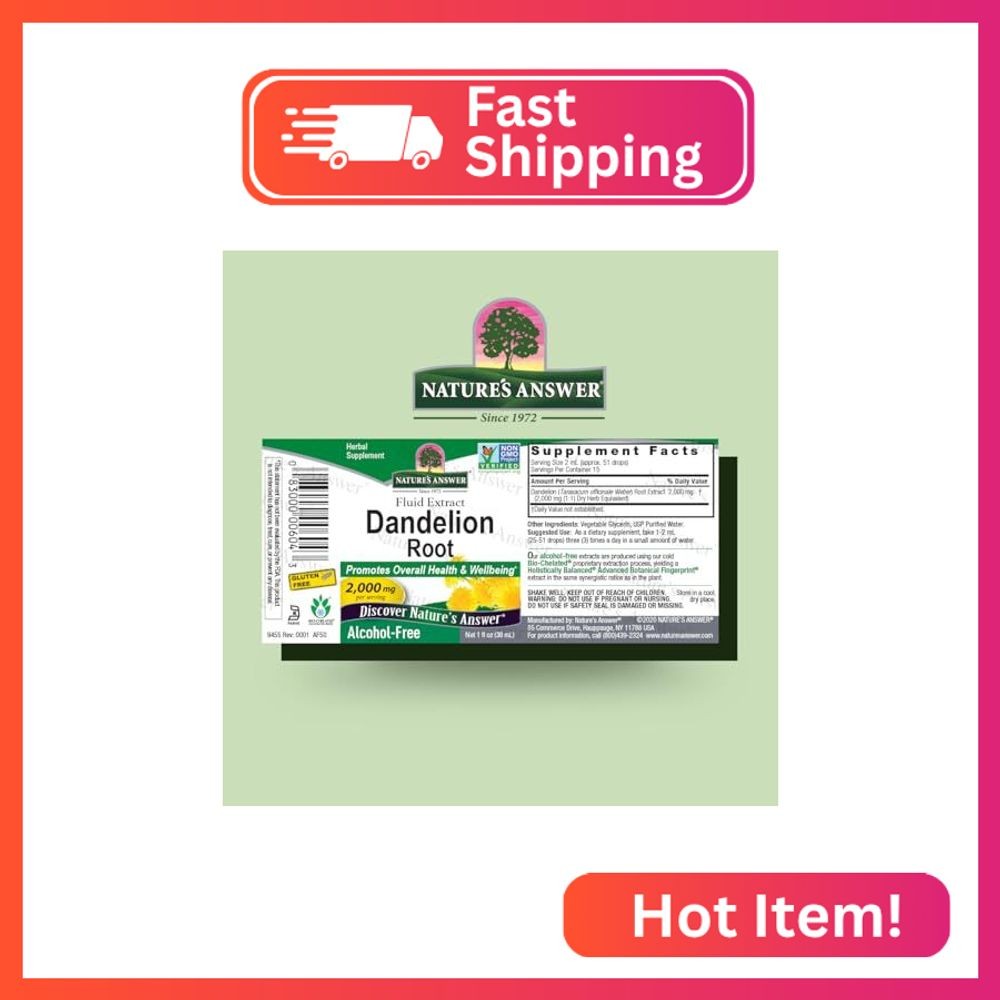 Nature’s Answer Alcohol-Free Dandelion Root 2000mg 1oz Extract