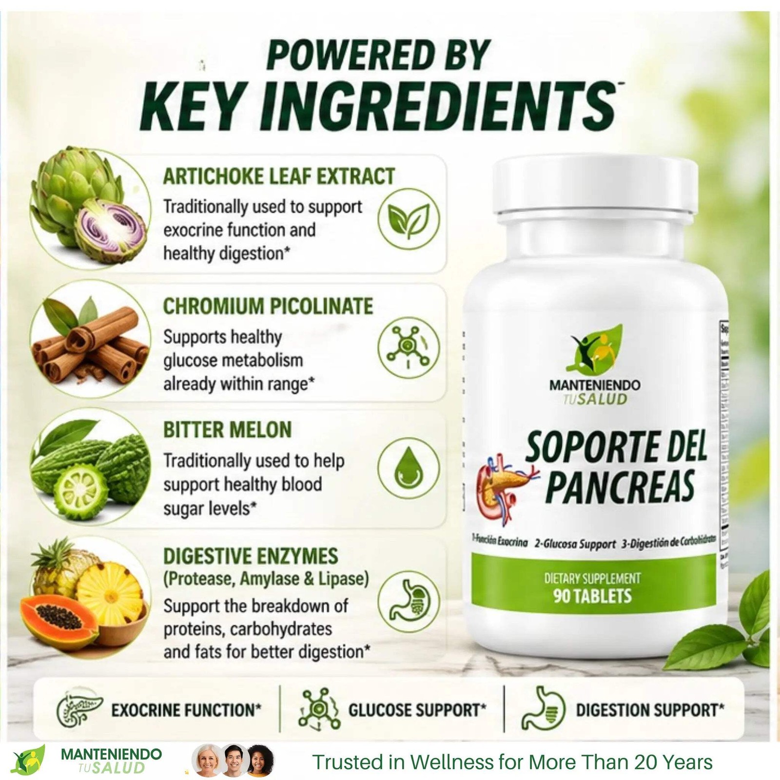 Manteniendo Tu Salud Soporte del Páncreas, Bitter Melon, 90 Tablets