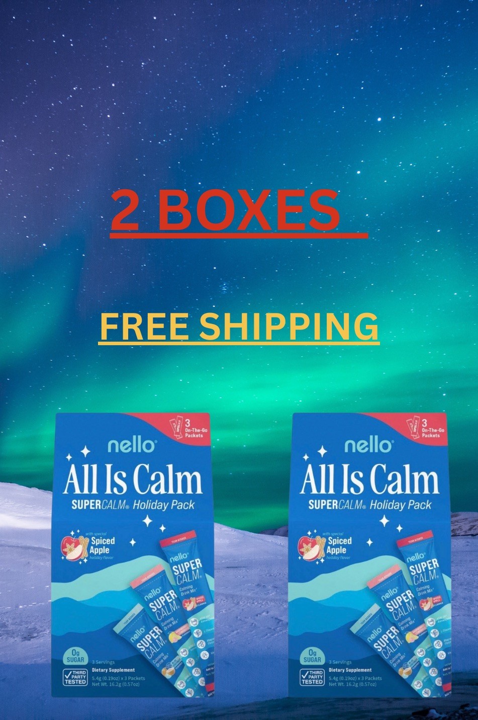 nello All Is Calm SUPERCALM Calming Drink Mix Spiced Apple 3 Packets