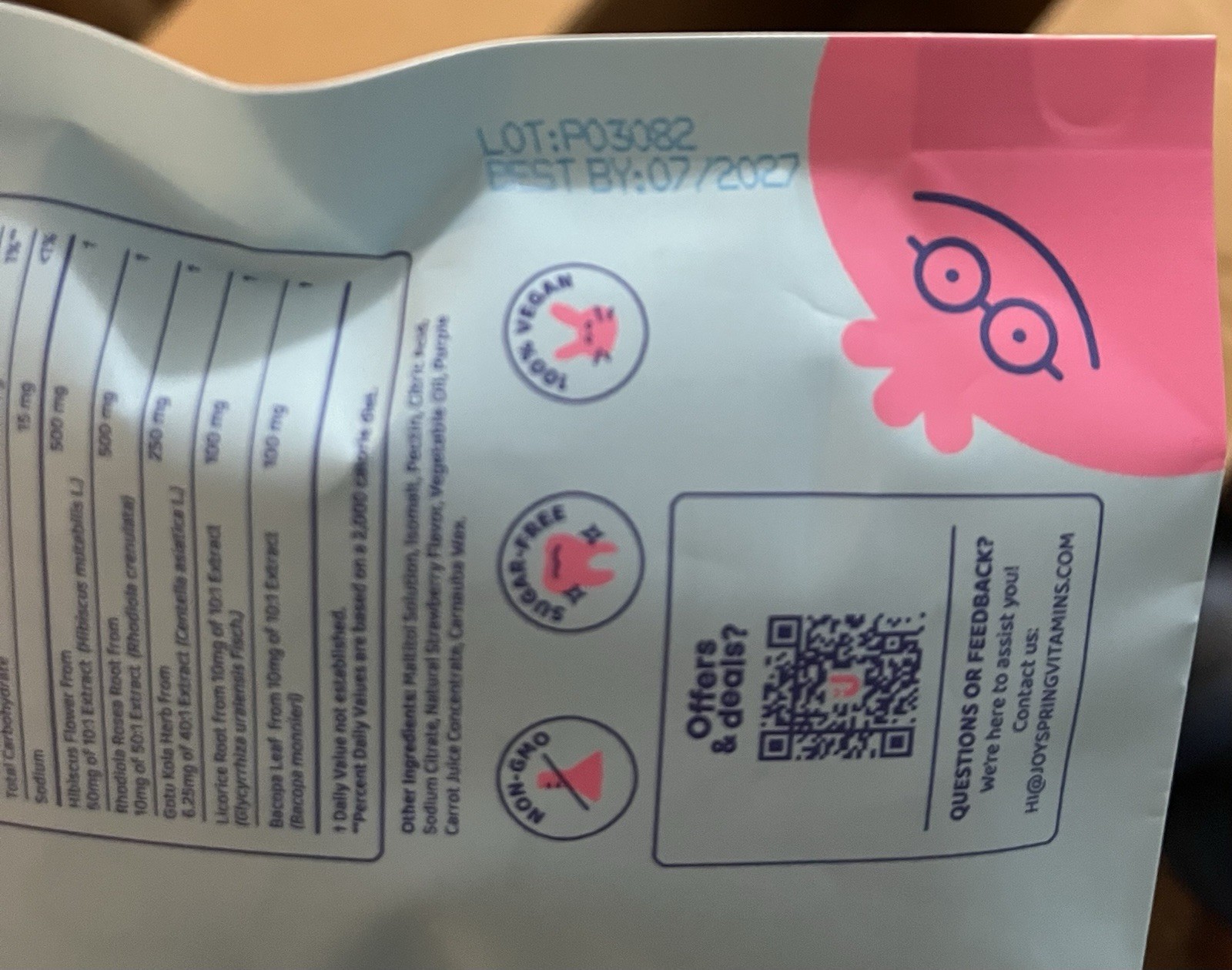 JoySpring Genius Focus Gummies Strawberry Herbal Supplement 60 Gotu Kola