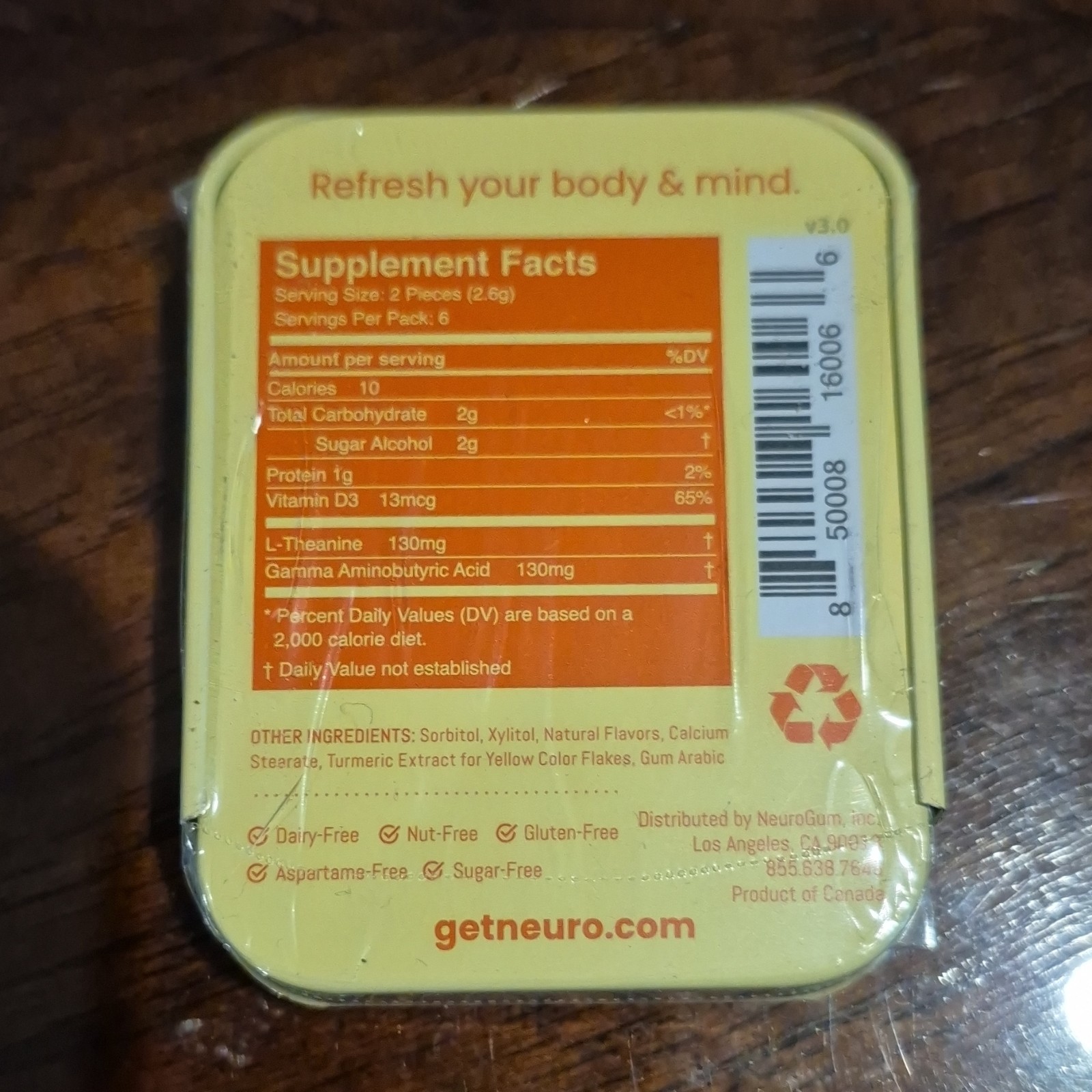 Neuro mints Calm & Clarity Honey Lemon 12 Mint Supplement GABA L-Theanine D3